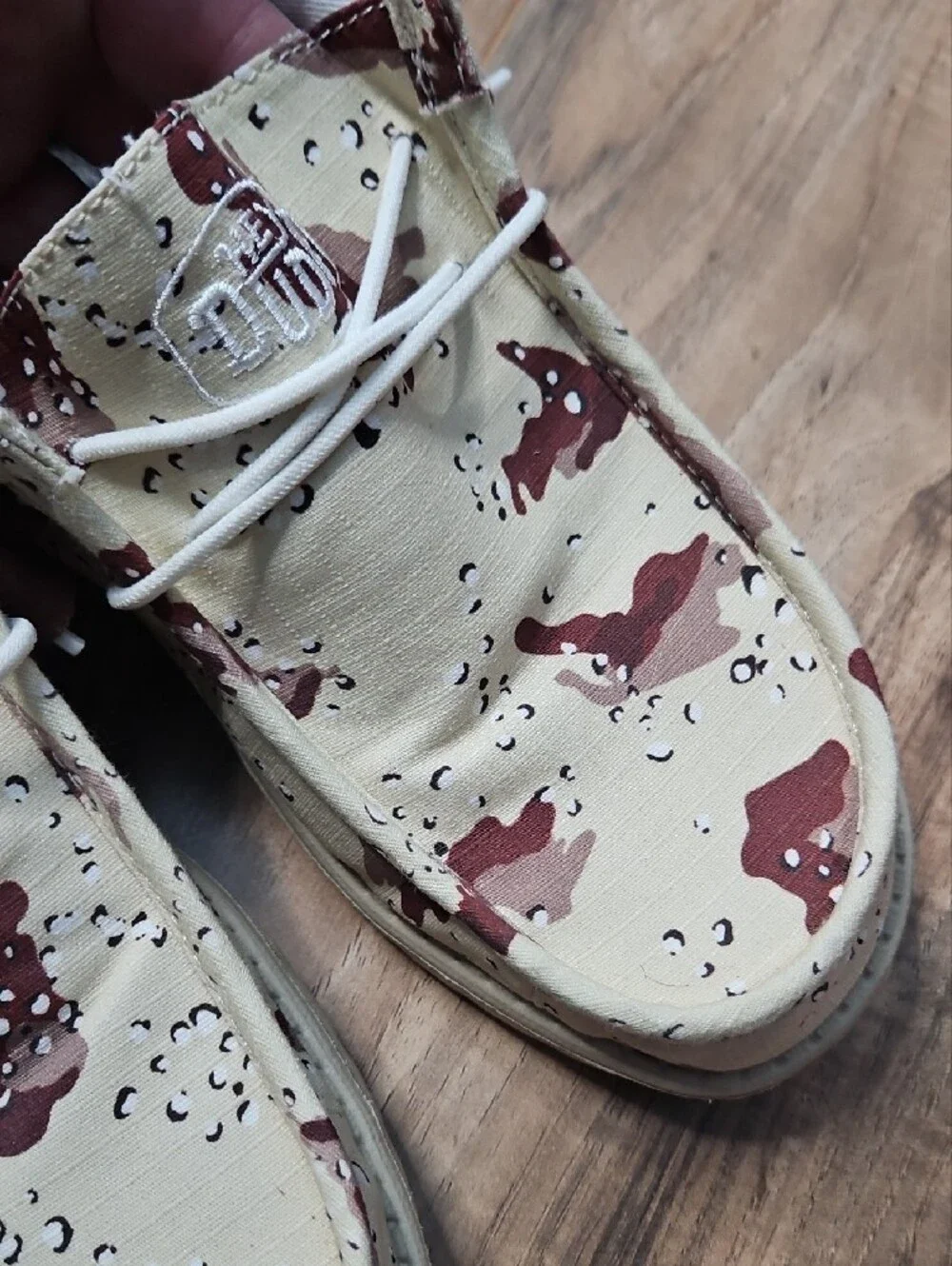 Hey Dude Men's Slip-On Loafers in Cream & Brown Desert Camo 8